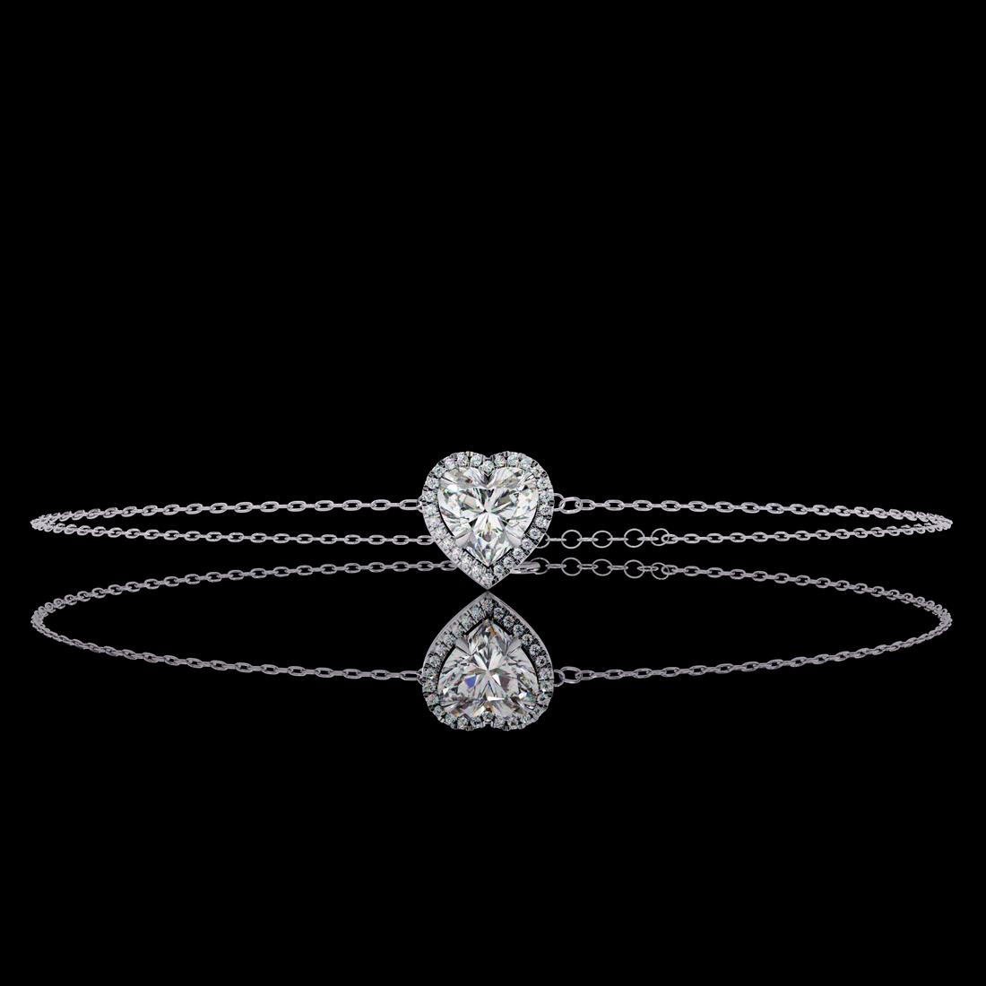 Heart Halo Diamond Bracelet
