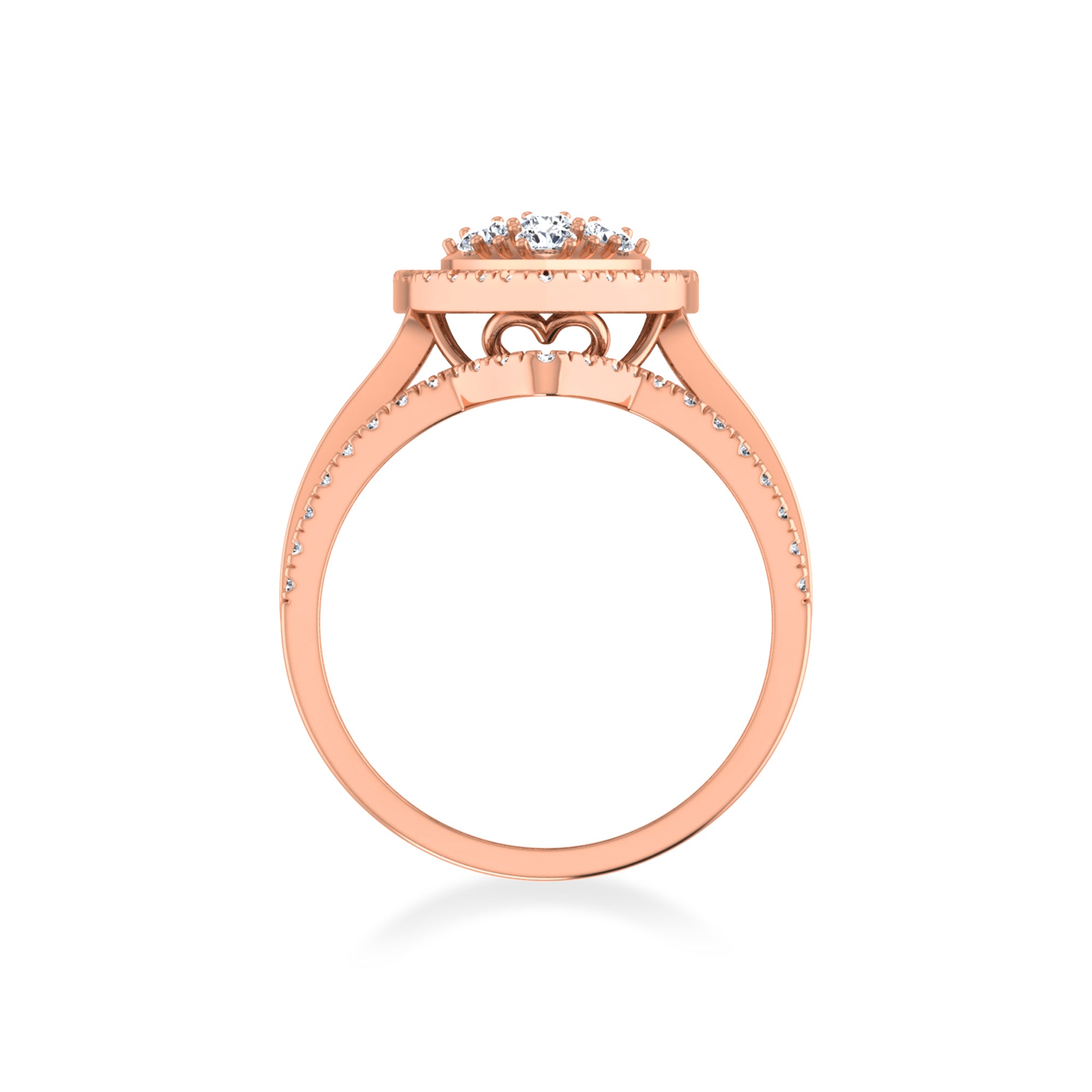 Heart Halo Lab-Grown Diamond Ring with Baguette Accents 5
