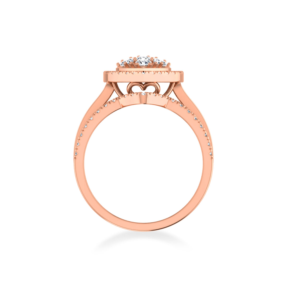 Heart Halo Lab-Grown Diamond Ring with Baguette Accents 5