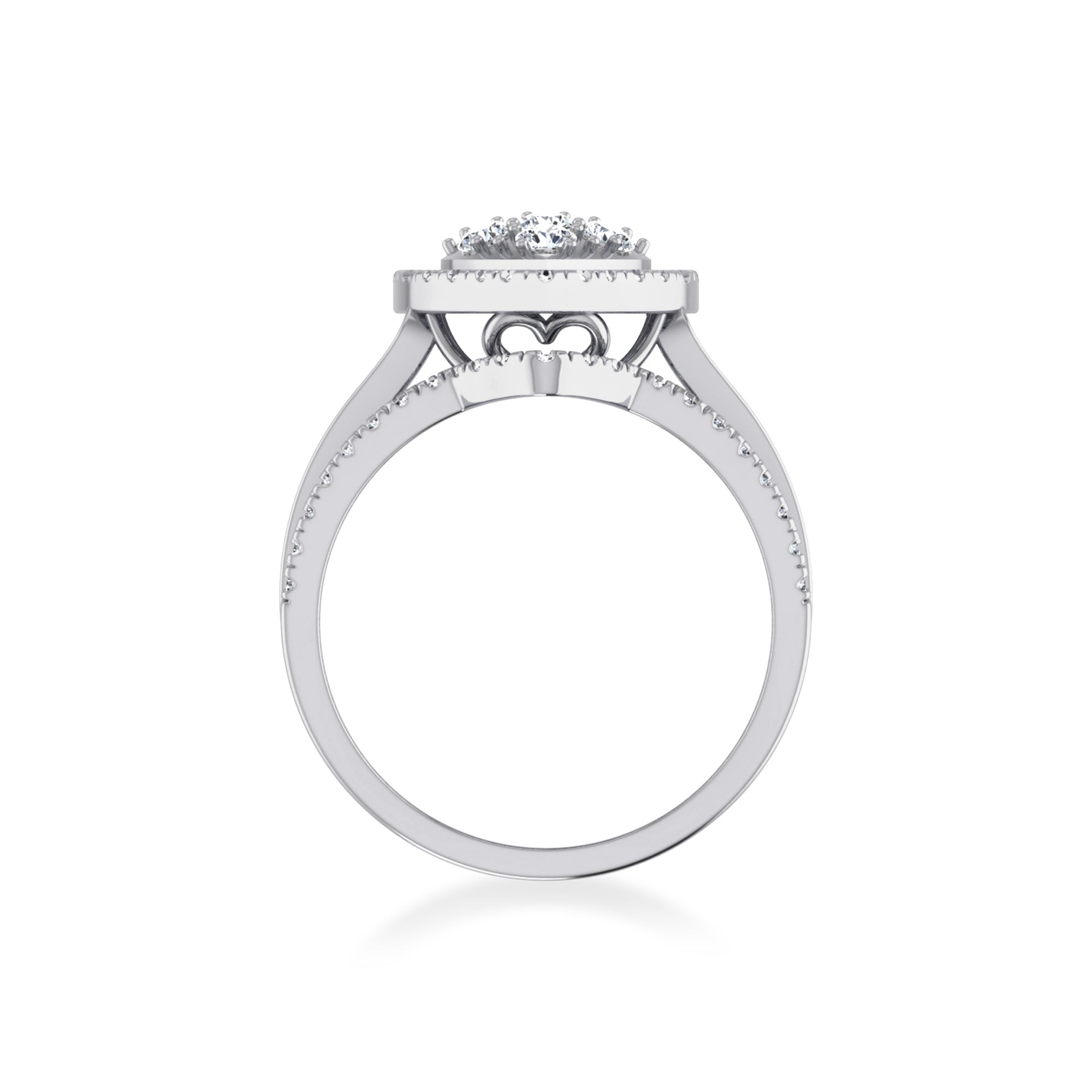Heart Halo Lab-Grown Diamond Ring with Baguette Accents 8