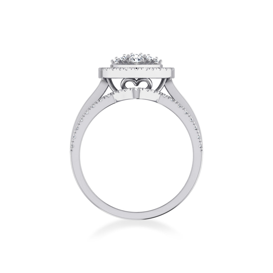 Heart Halo Lab-Grown Diamond Ring with Baguette Accents 8