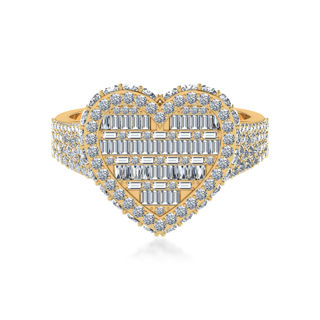Heart Shape Lab Grown Diamond Ring| Baguette & Round Cluster Design