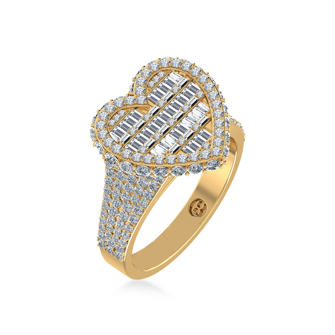 Heart Shape Lab Grown Diamond Ring| Baguette & Round Cluster Design 2