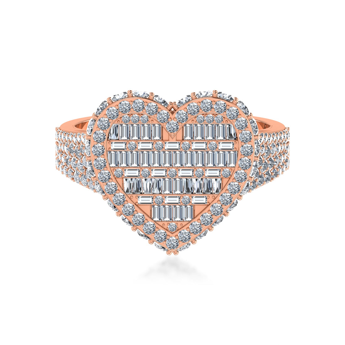 Heart Shape Lab Grown Diamond Ring| Baguette & Round Cluster Design 4