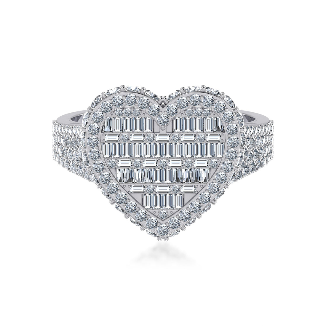 Heart Shape Lab Grown Diamond Ring| Baguette & Round Cluster Design 7