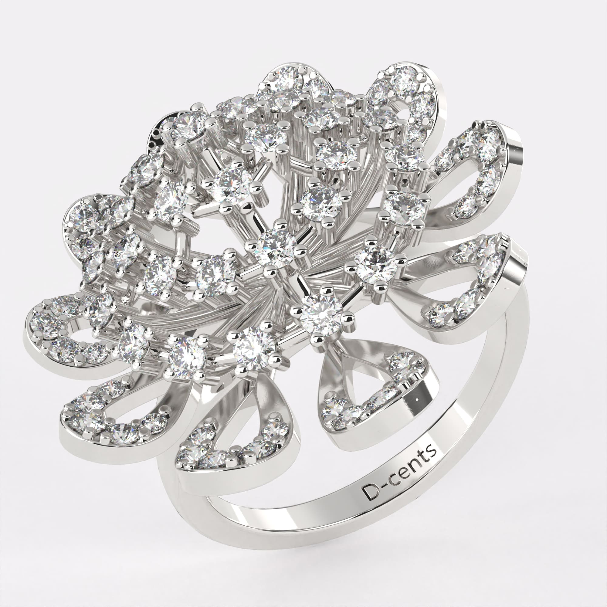 Heavenly Large Diamond Cocktail Ring in 925 Silver