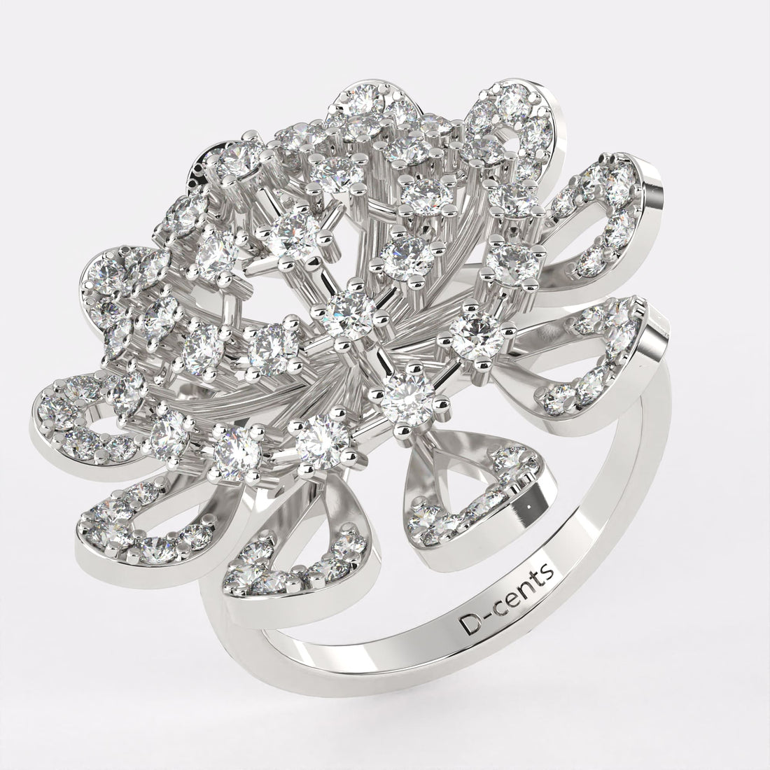 Heavenly Large Diamond Cocktail Ring in 925 Silver