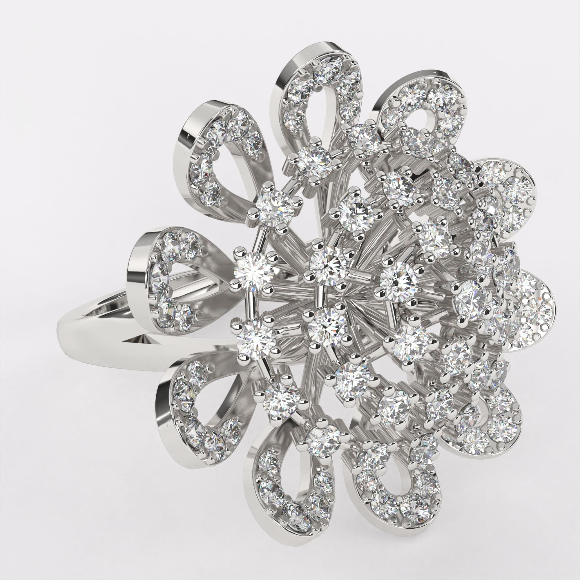 Heavenly Large Diamond Cocktail Ring in 925 Silver