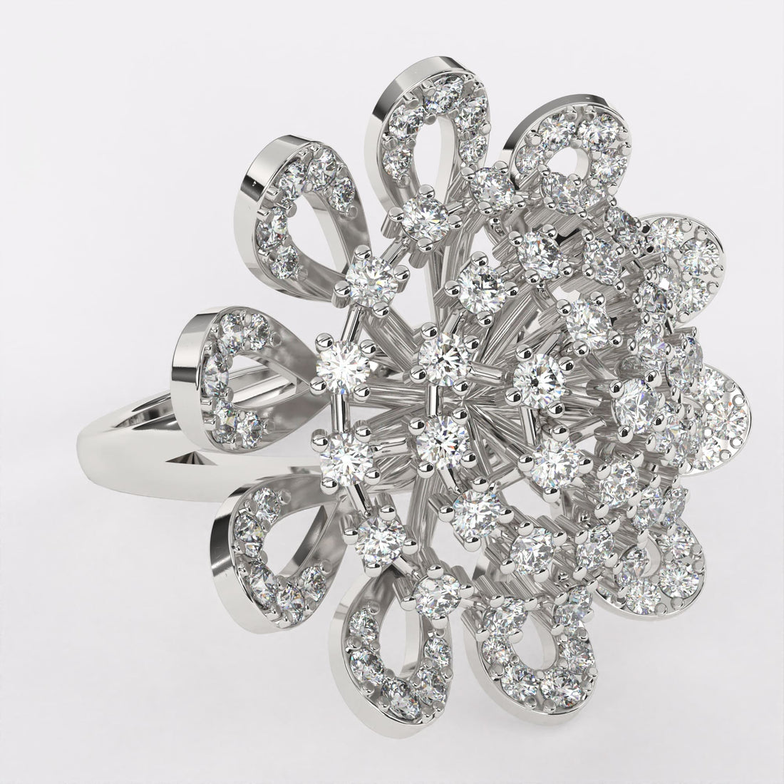 Heavenly Large Diamond Cocktail Ring in 925 Silver