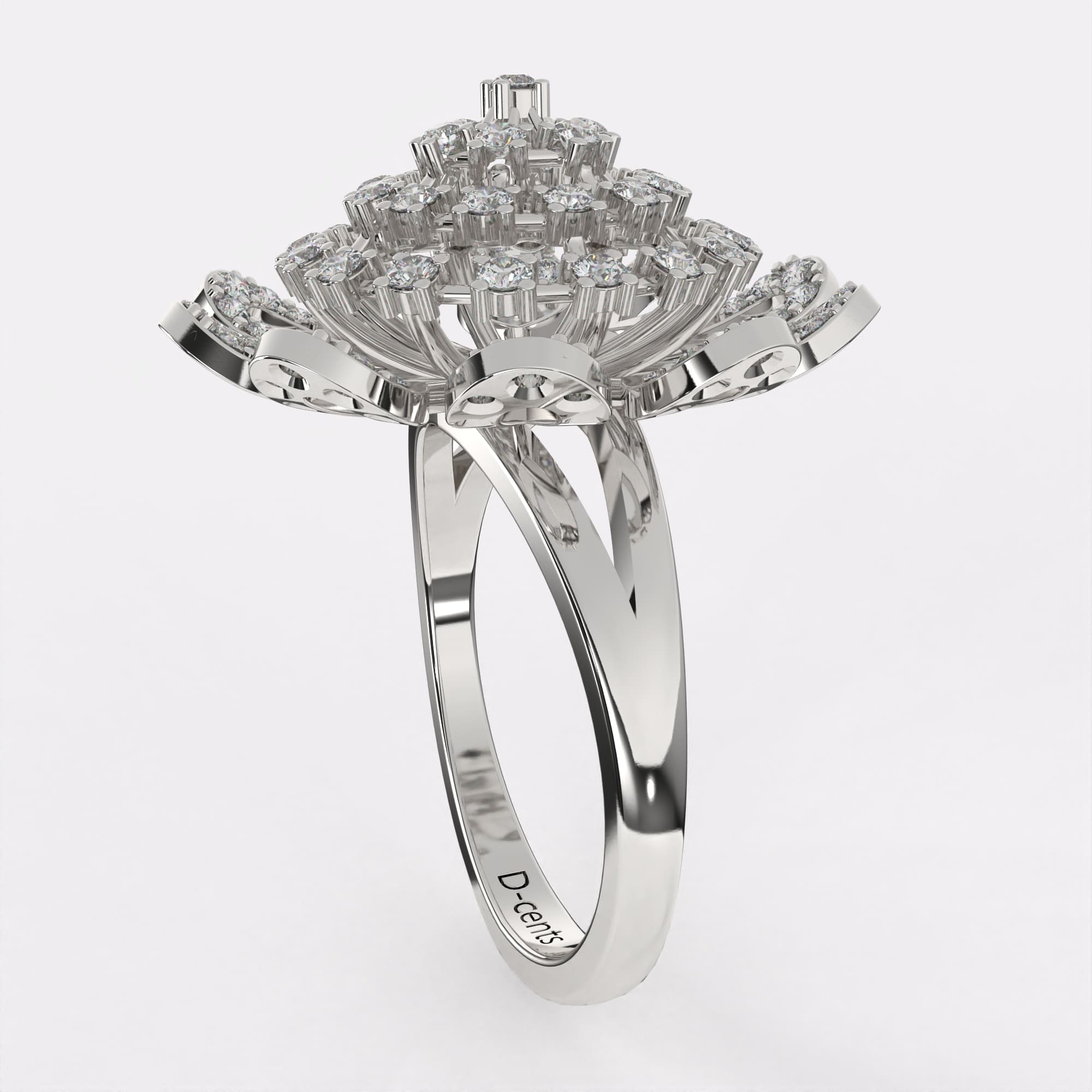 Heavenly Large Diamond Cocktail Ring in 925 Silver