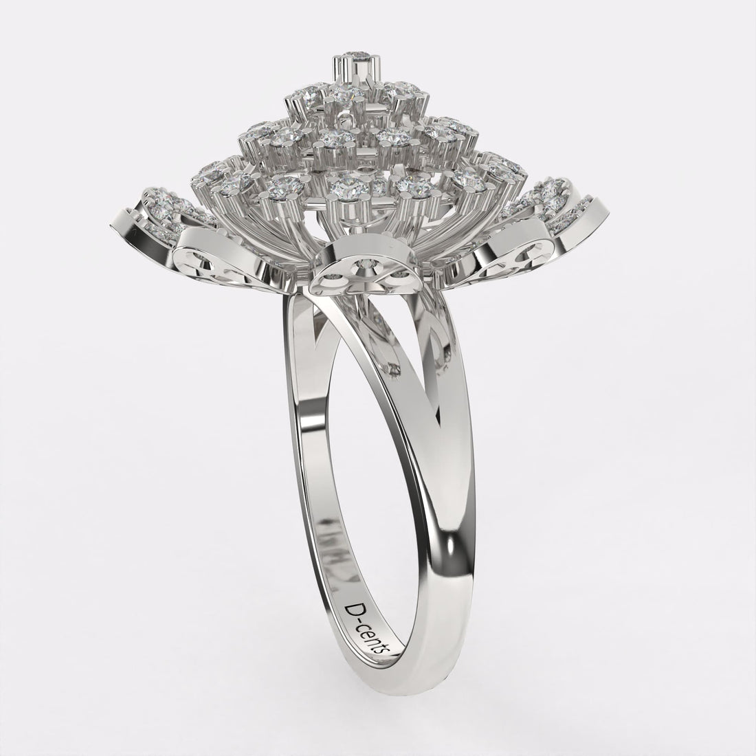 Heavenly Large Diamond Cocktail Ring in 925 Silver