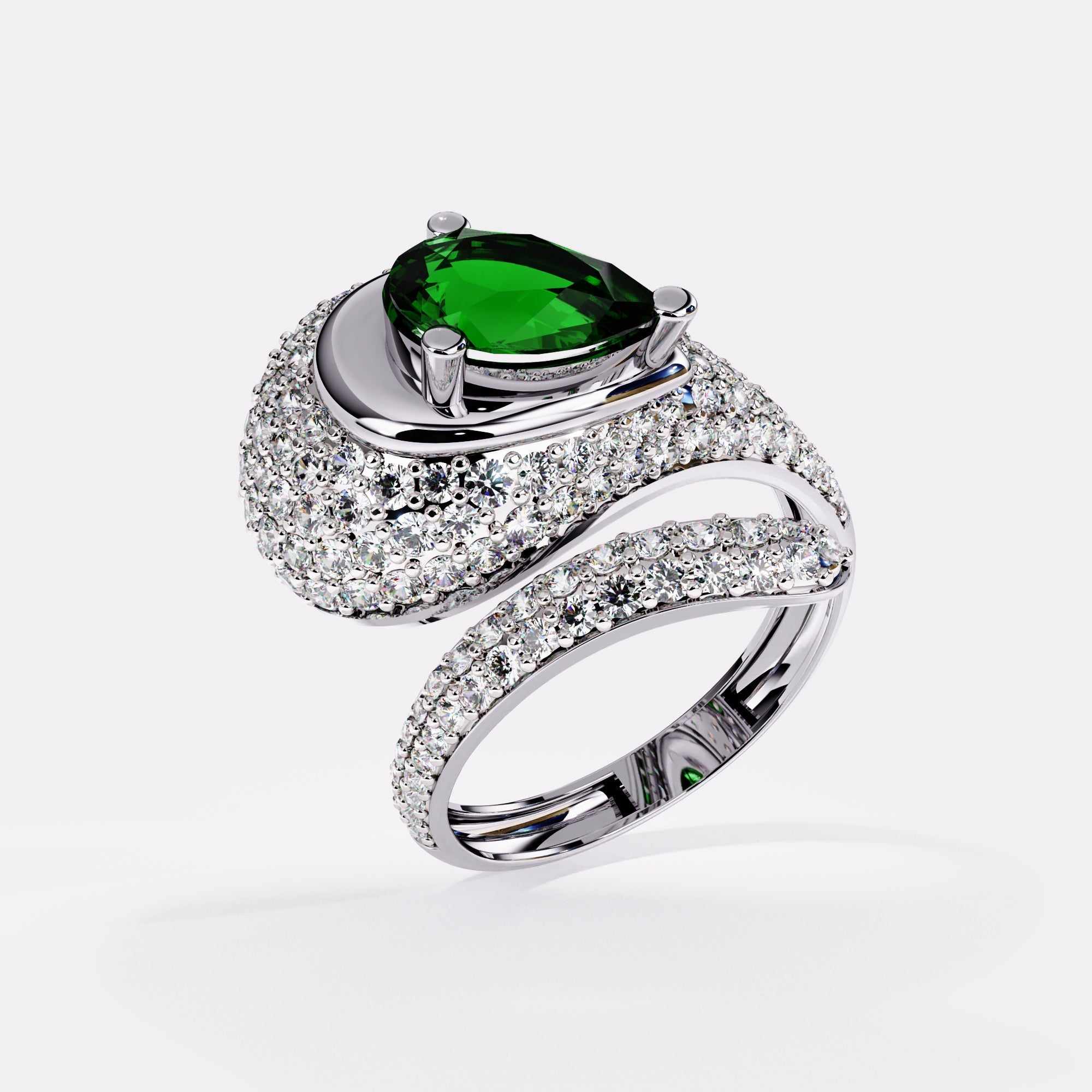 Immaculate Petal Diamond Ring in 925 Silver