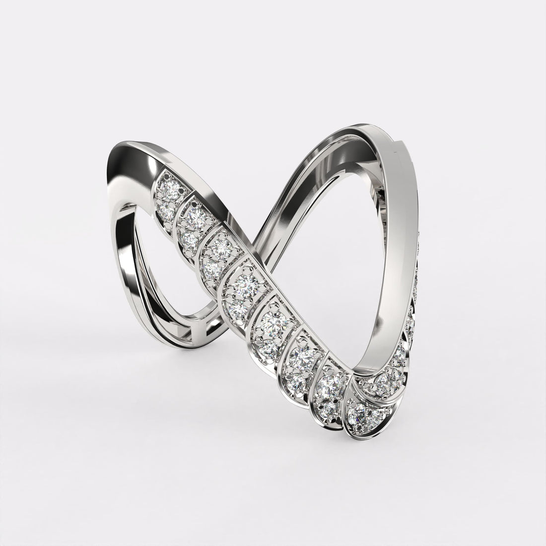 Infinity Band Diamond Ring in 925 Silver