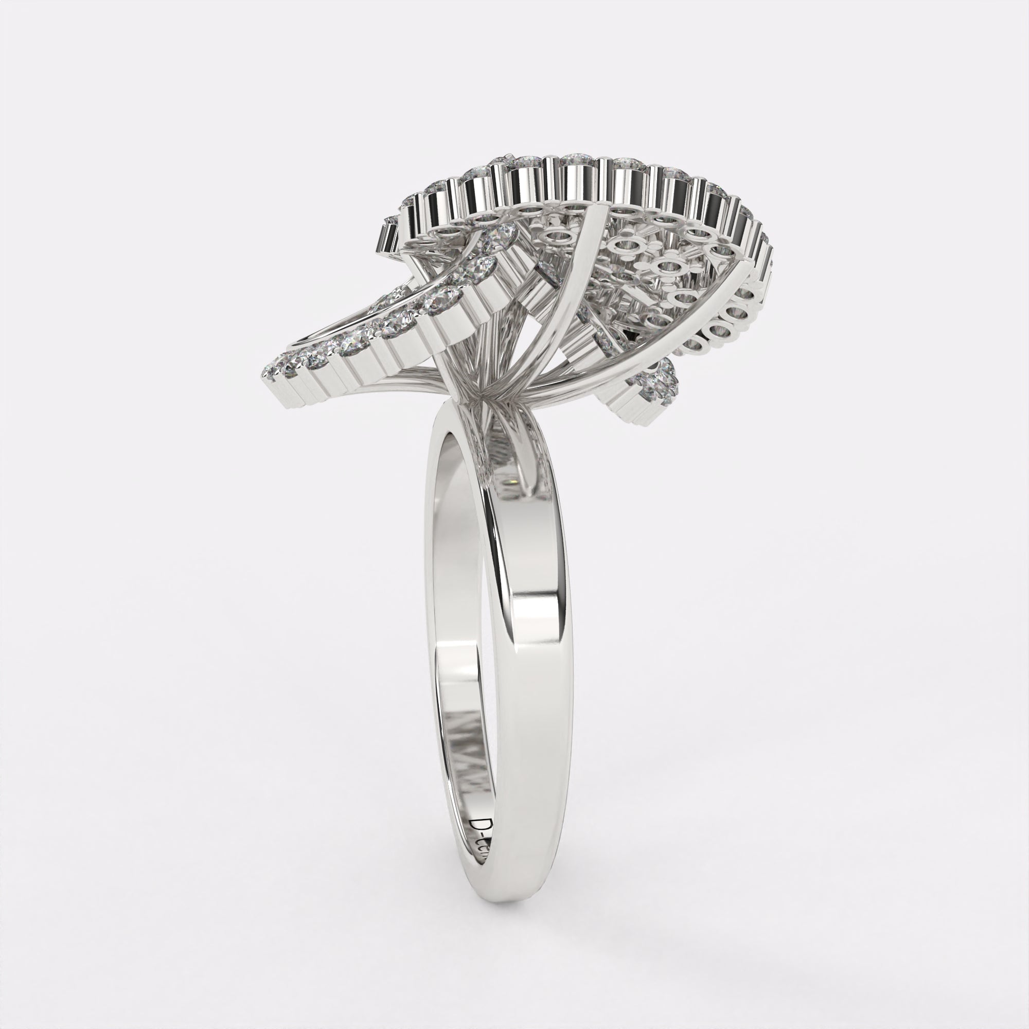 Inter flares Diamond Ring in 925 Silver