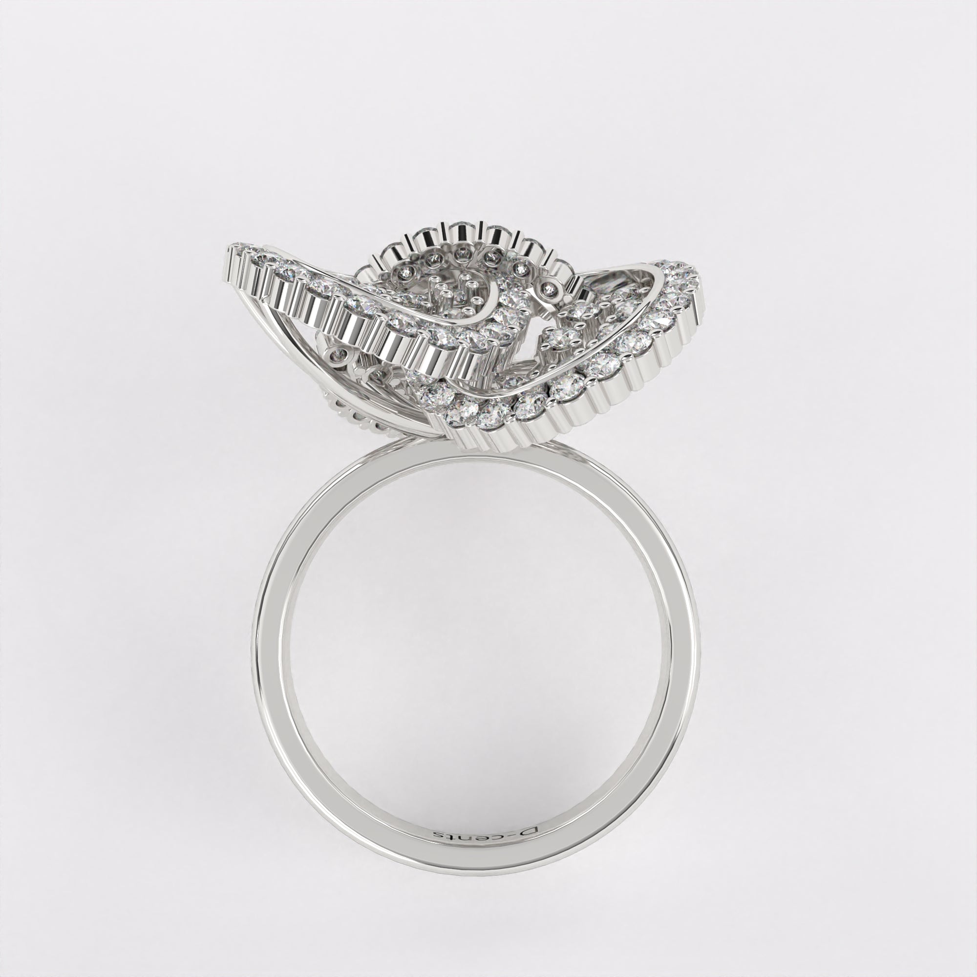 Inter flares Diamond Ring in 925 Silver