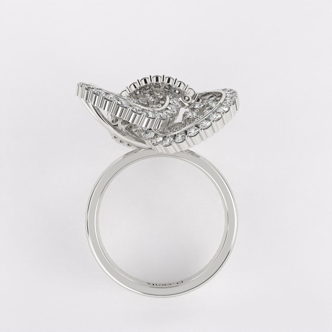 Inter flares Diamond Ring in 925 Silver