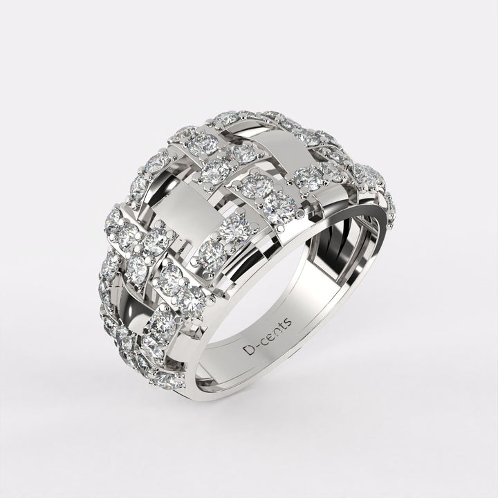 Interlocking Radiance Diamond Ring in 925 Silver