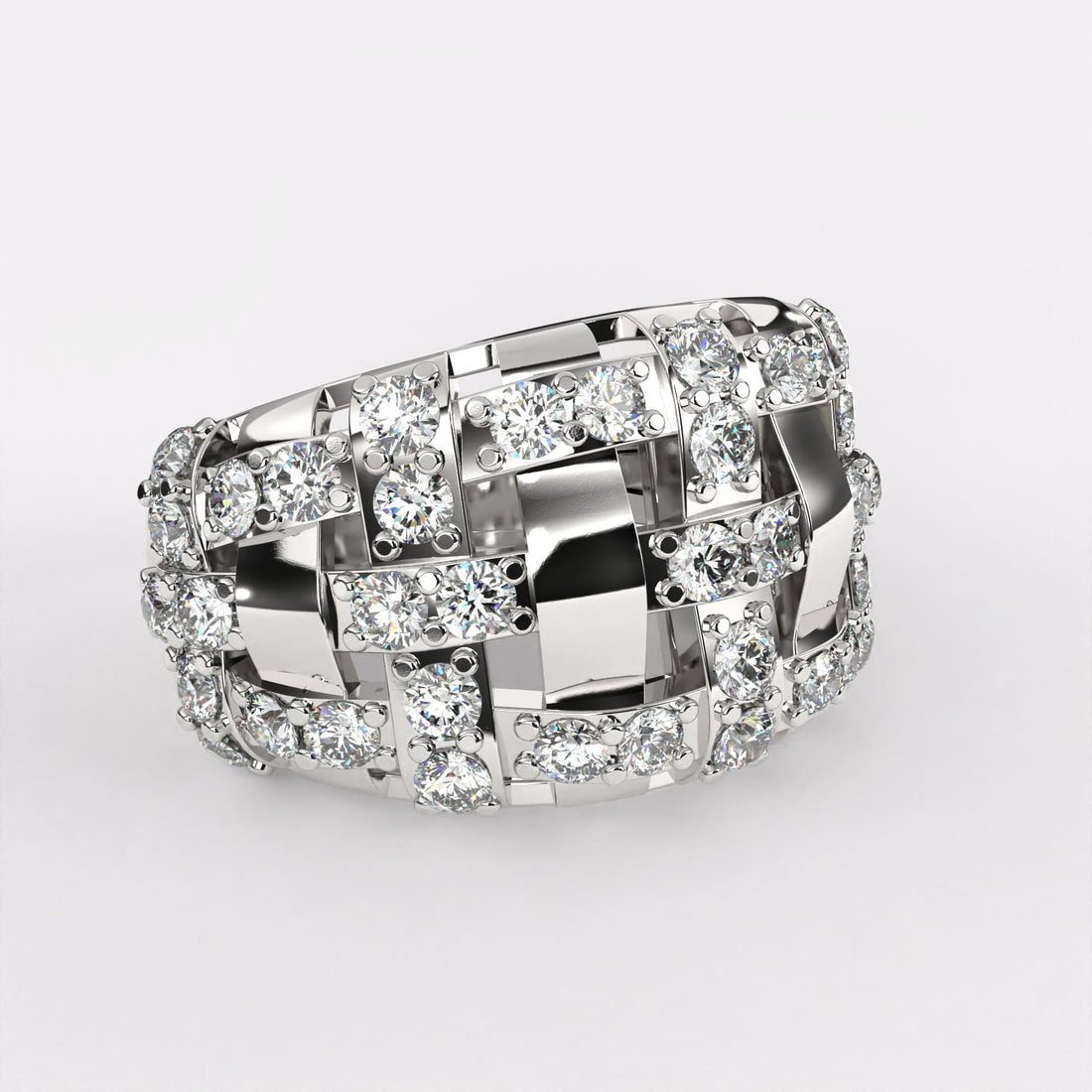 Interlocking Radiance Diamond Ring in 925 Silver