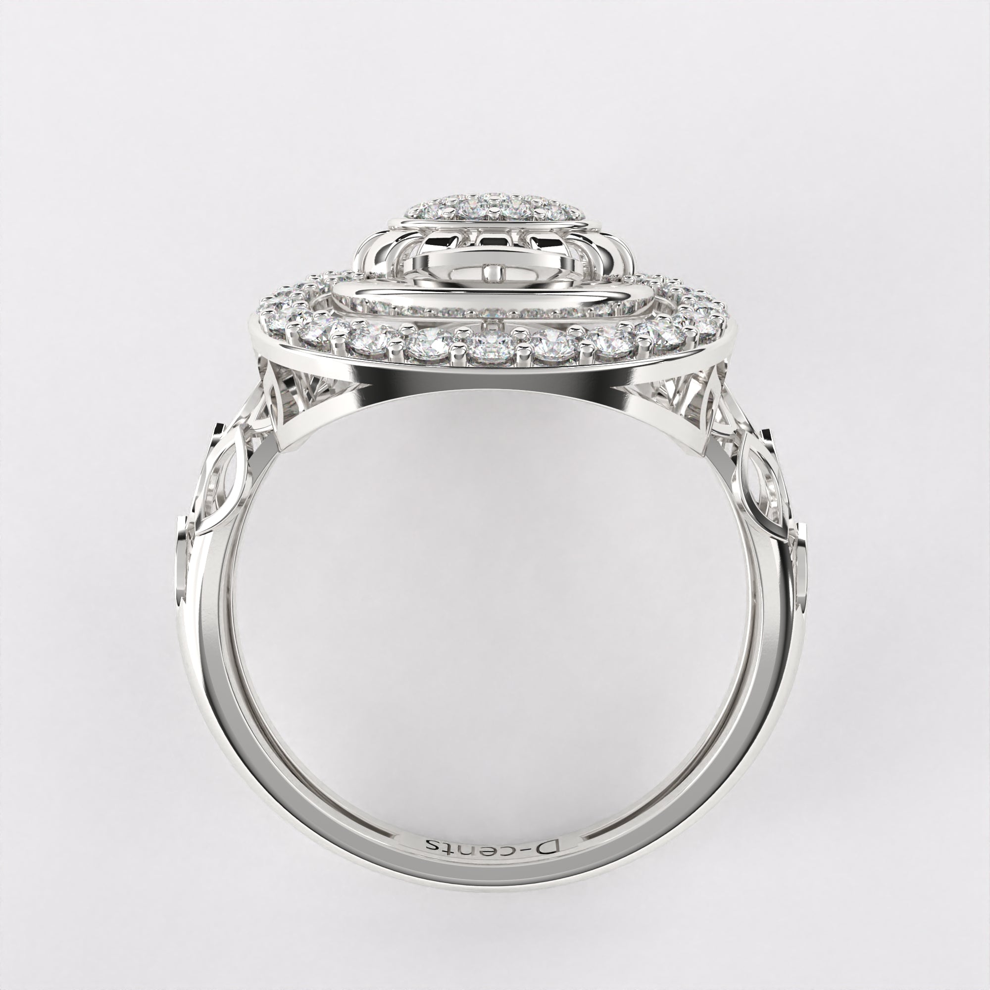 Intertwined Oval Diamond Ring in 925 Silver