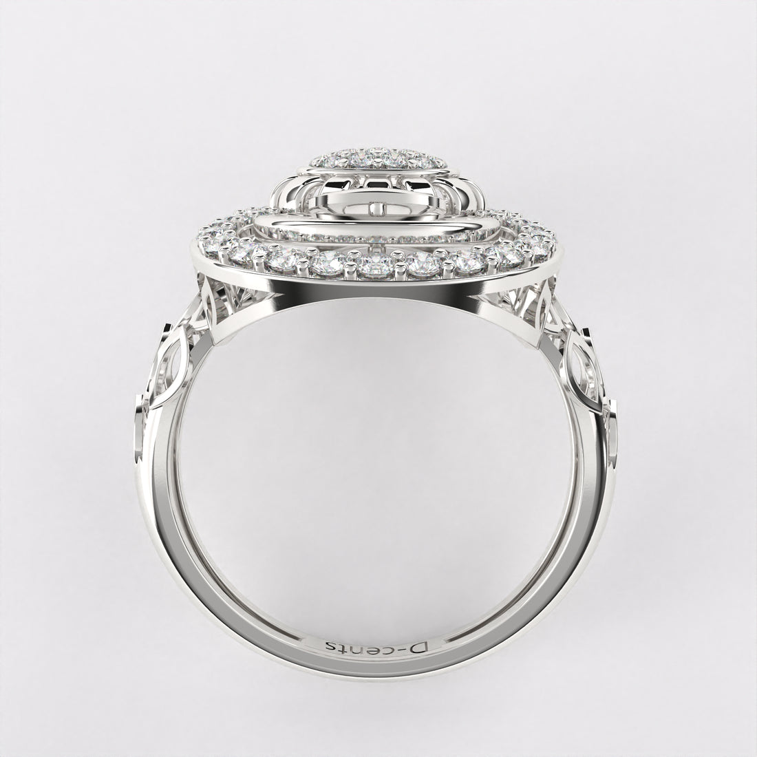 Intertwined Oval Diamond Ring in 925 Silver