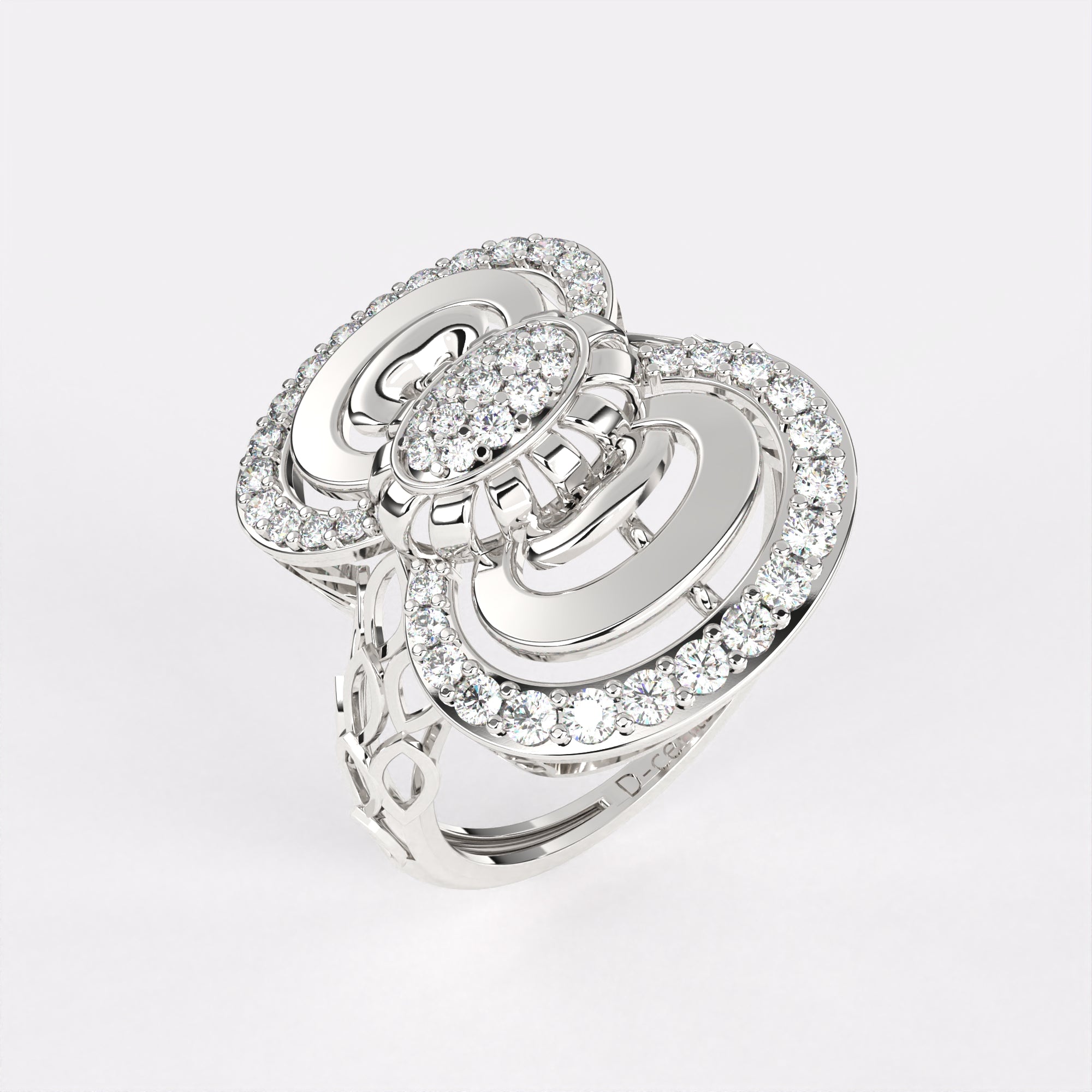 Intertwined Oval Diamond Ring in 925 Silver