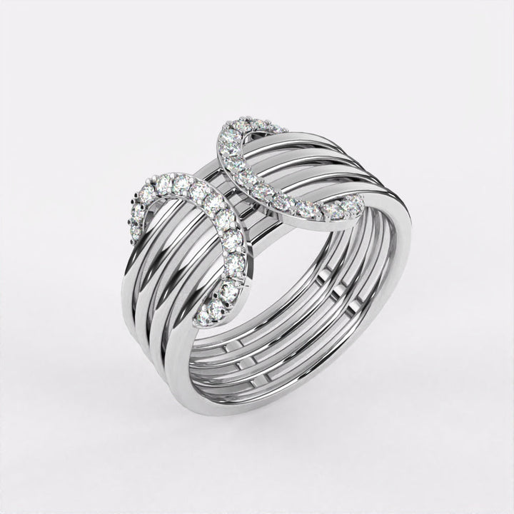 Intricate Diamond Ring in 925 Silver