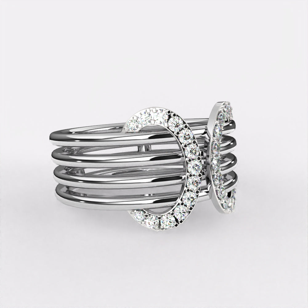 Intricate Diamond Ring in 925 Silver