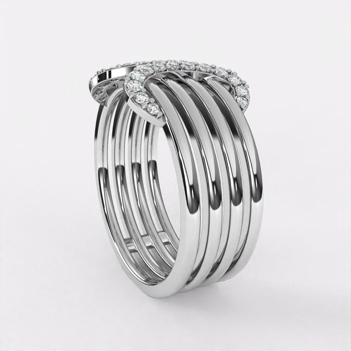 Intricate Diamond Ring in 925 Silver