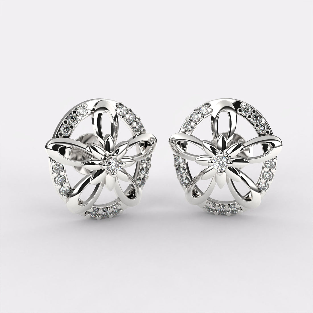 Jazzy Diamond Stud Earrings In 925 Silver