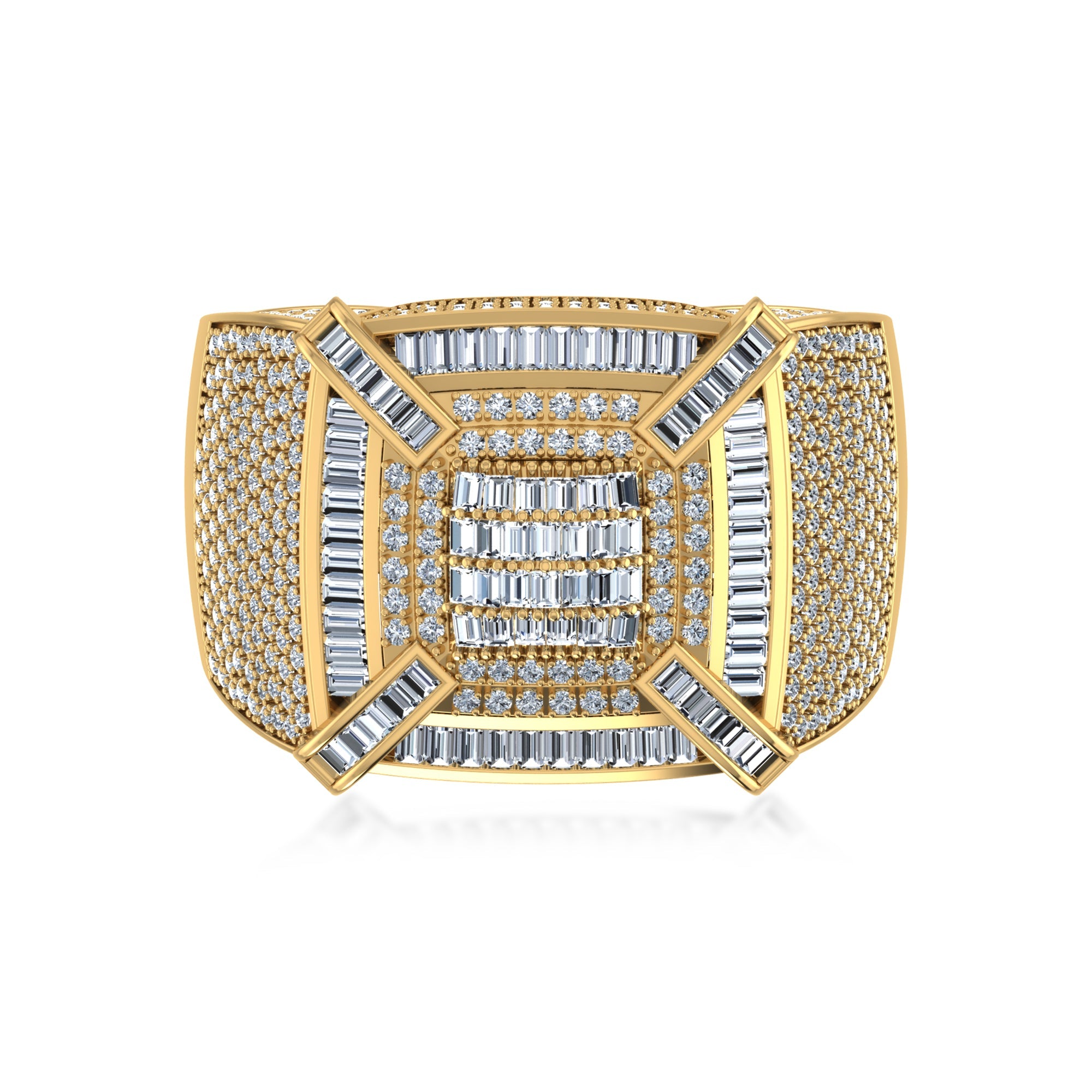 King’s Crown Lab Diamond Ring – Square Cluster in Gold