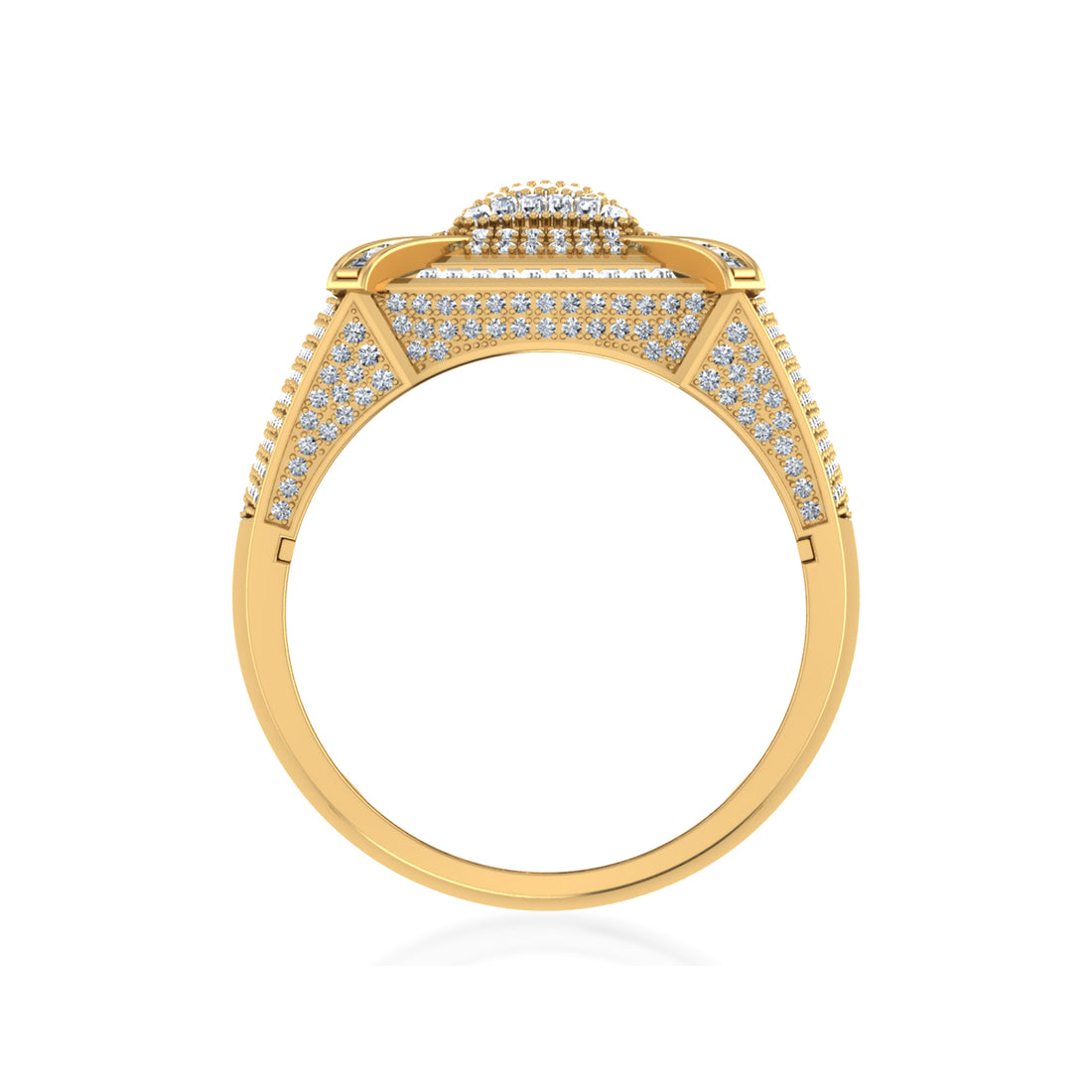 King’s Crown Lab Diamond Ring – Square Cluster in Gold 3