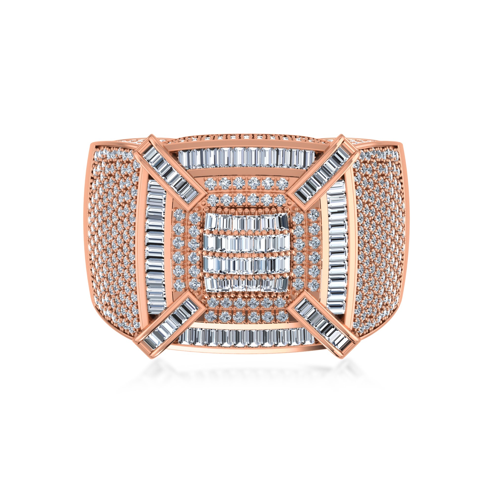 King’s Crown Lab Diamond Ring – Square Cluster in Gold 4