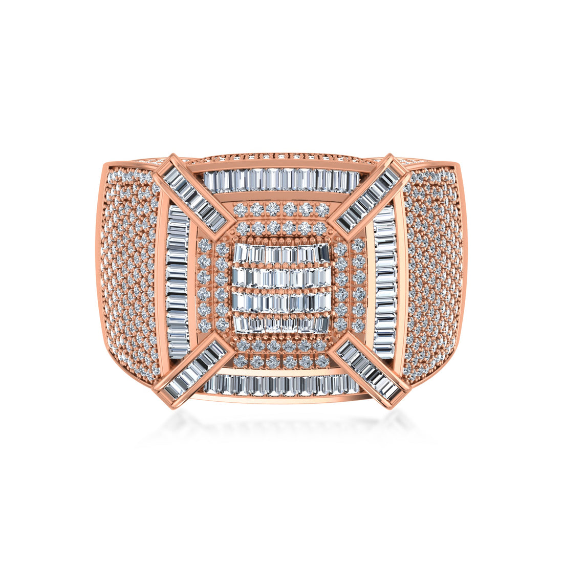 King’s Crown Lab Diamond Ring – Square Cluster in Gold 4