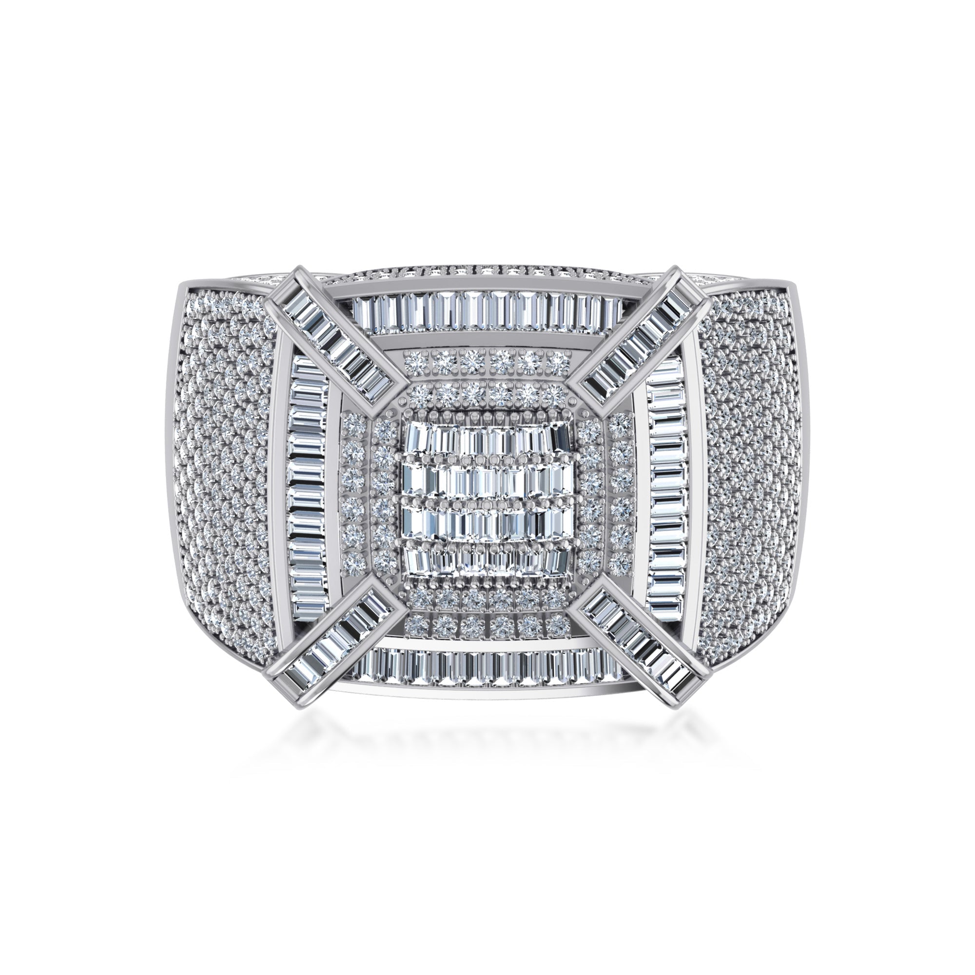 King’s Crown Lab Diamond Ring – Square Cluster in Gold 7