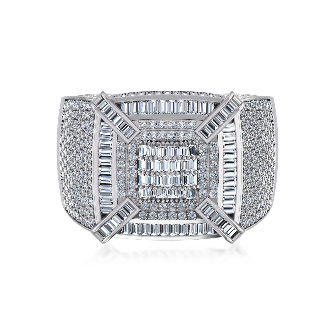 King’s Crown Lab Diamond Ring – Square Cluster in Gold 7