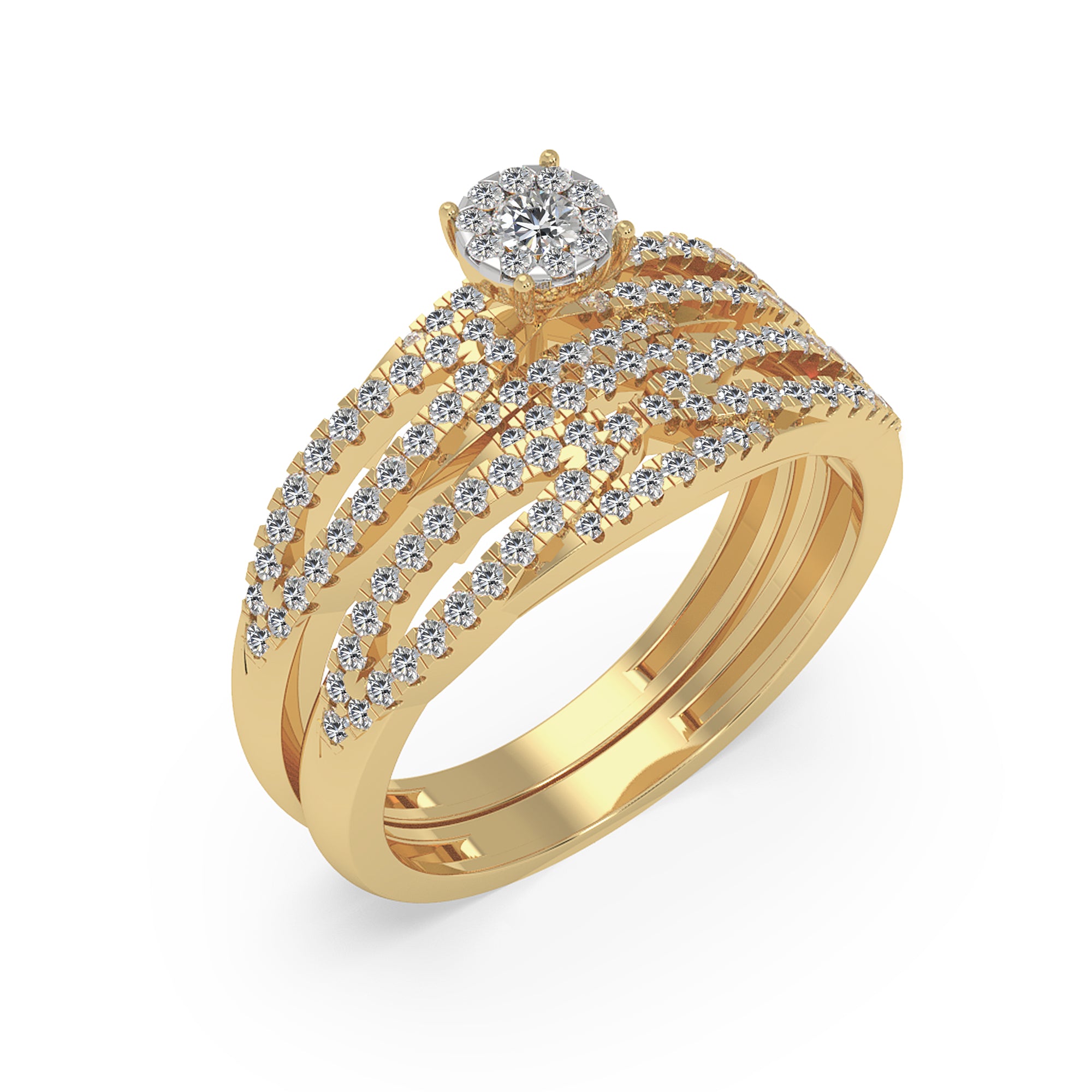 Lab-Grown Diamond Double Row Split Shank Ring