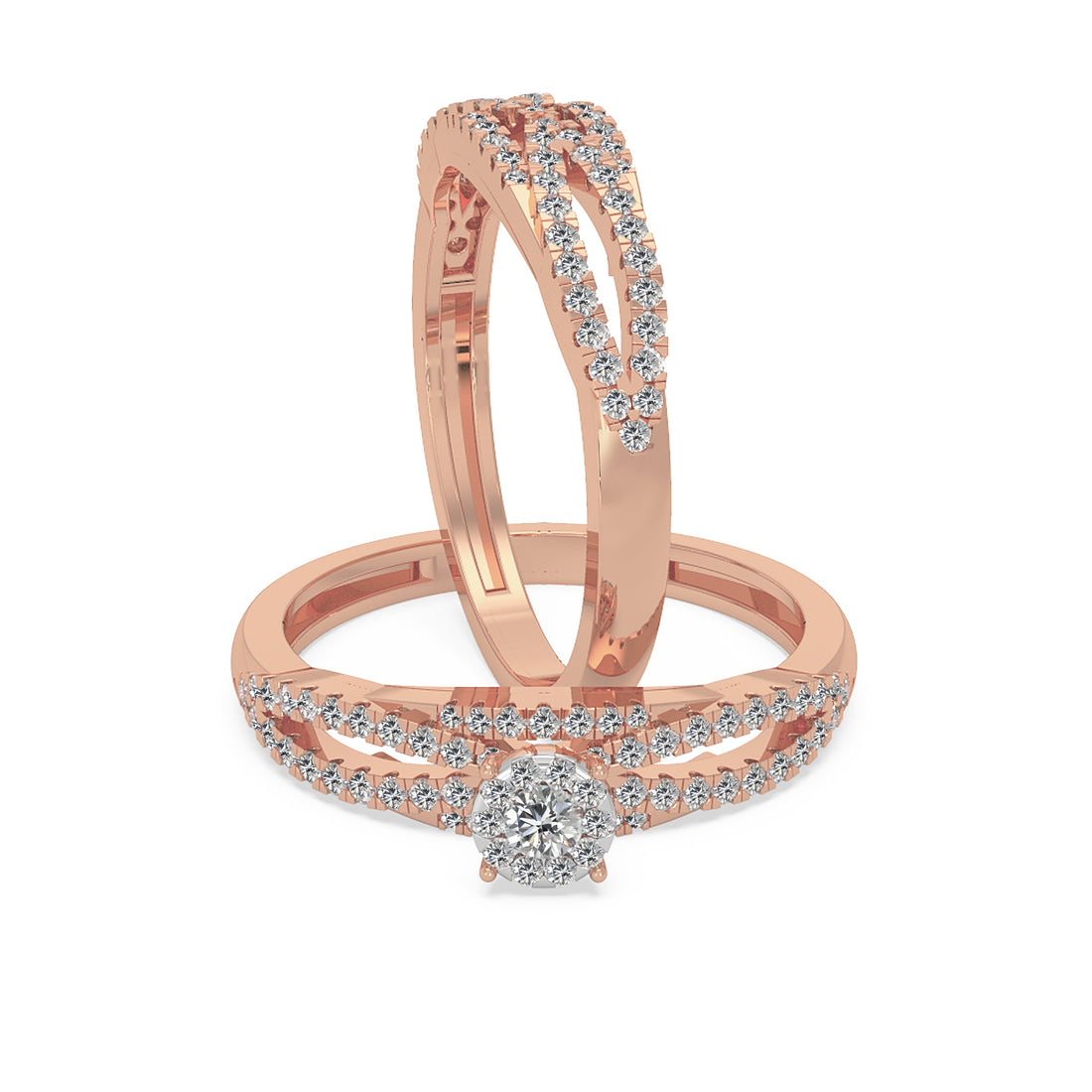 Lab-Grown Diamond Double Row Split Shank Ring