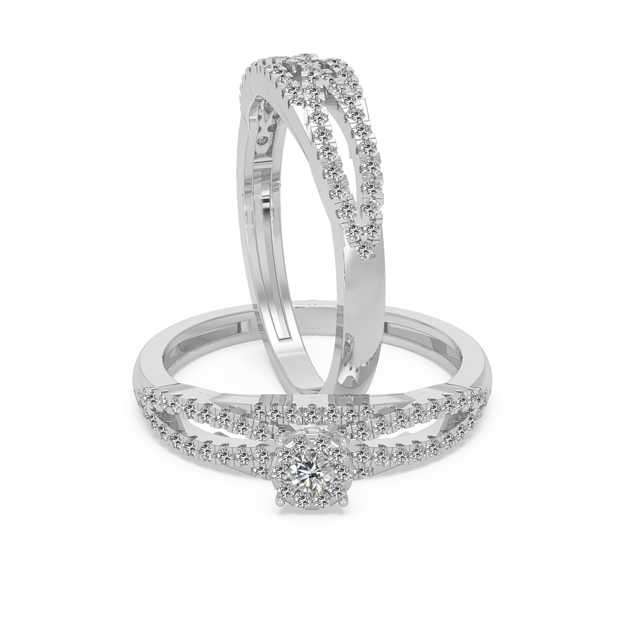 Lab-Grown Diamond Double Row Split Shank Ring