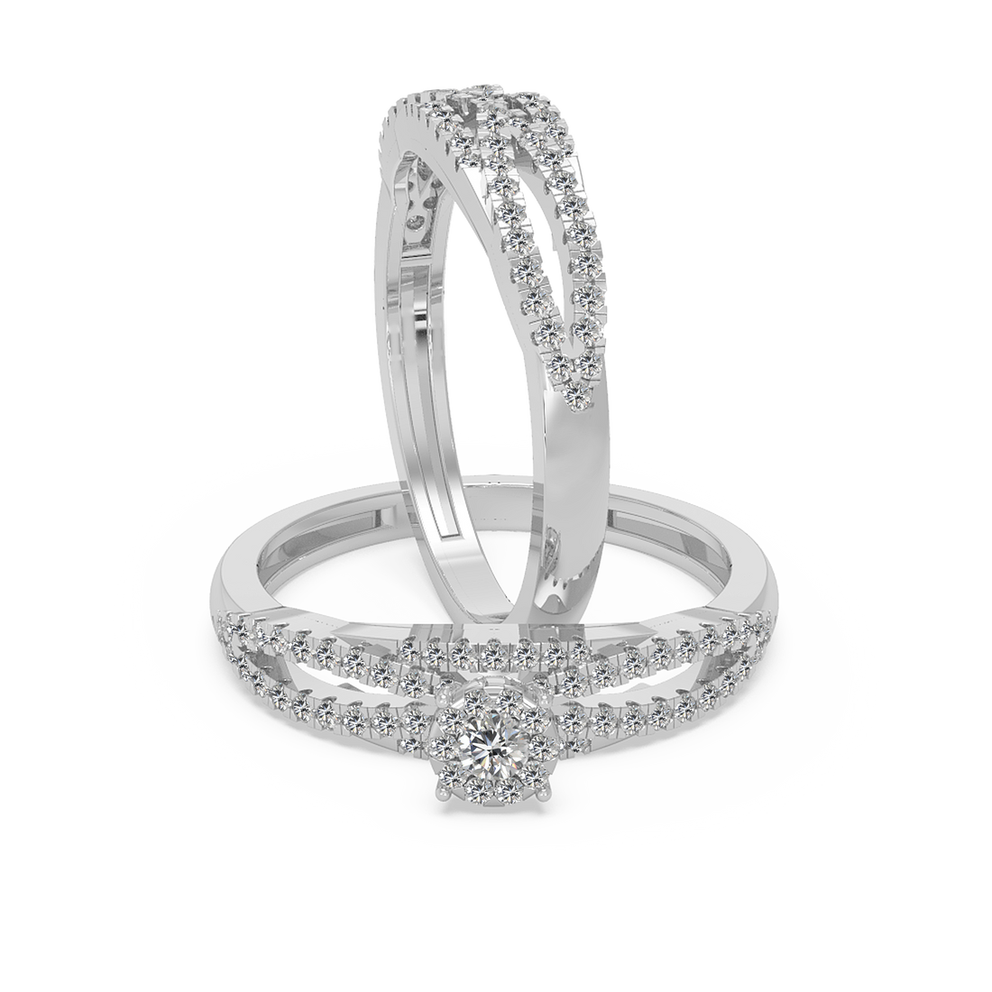Lab-Grown Diamond Double Row Split Shank Ring