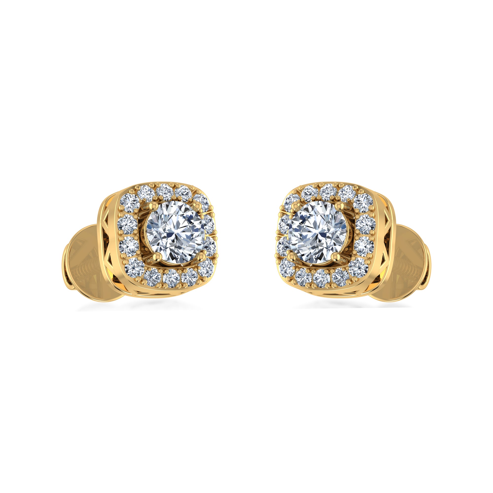 Lab Created Diamond Halo Earrings with Round Center 2