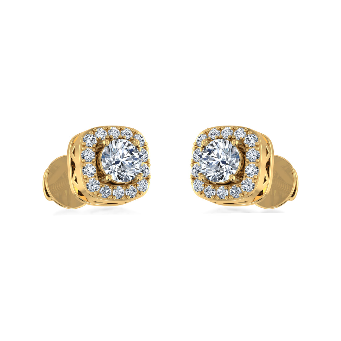 Lab Created Diamond Halo Earrings with Round Center 2
