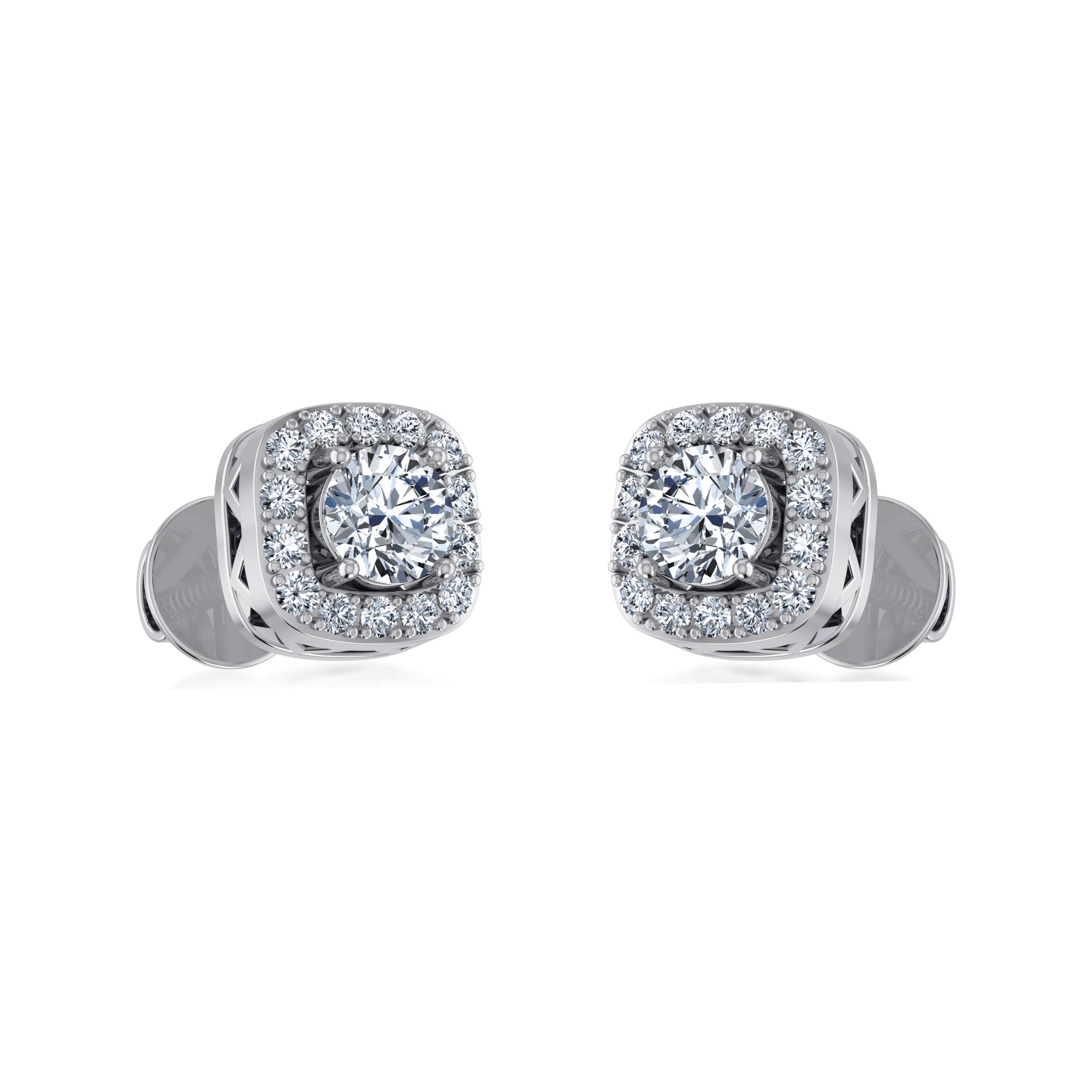 Lab Created Diamond Halo Earrings with Round Center 4