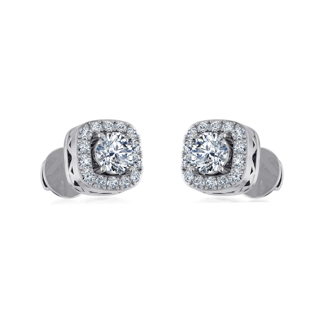 Lab Created Diamond Halo Earrings with Round Center 4