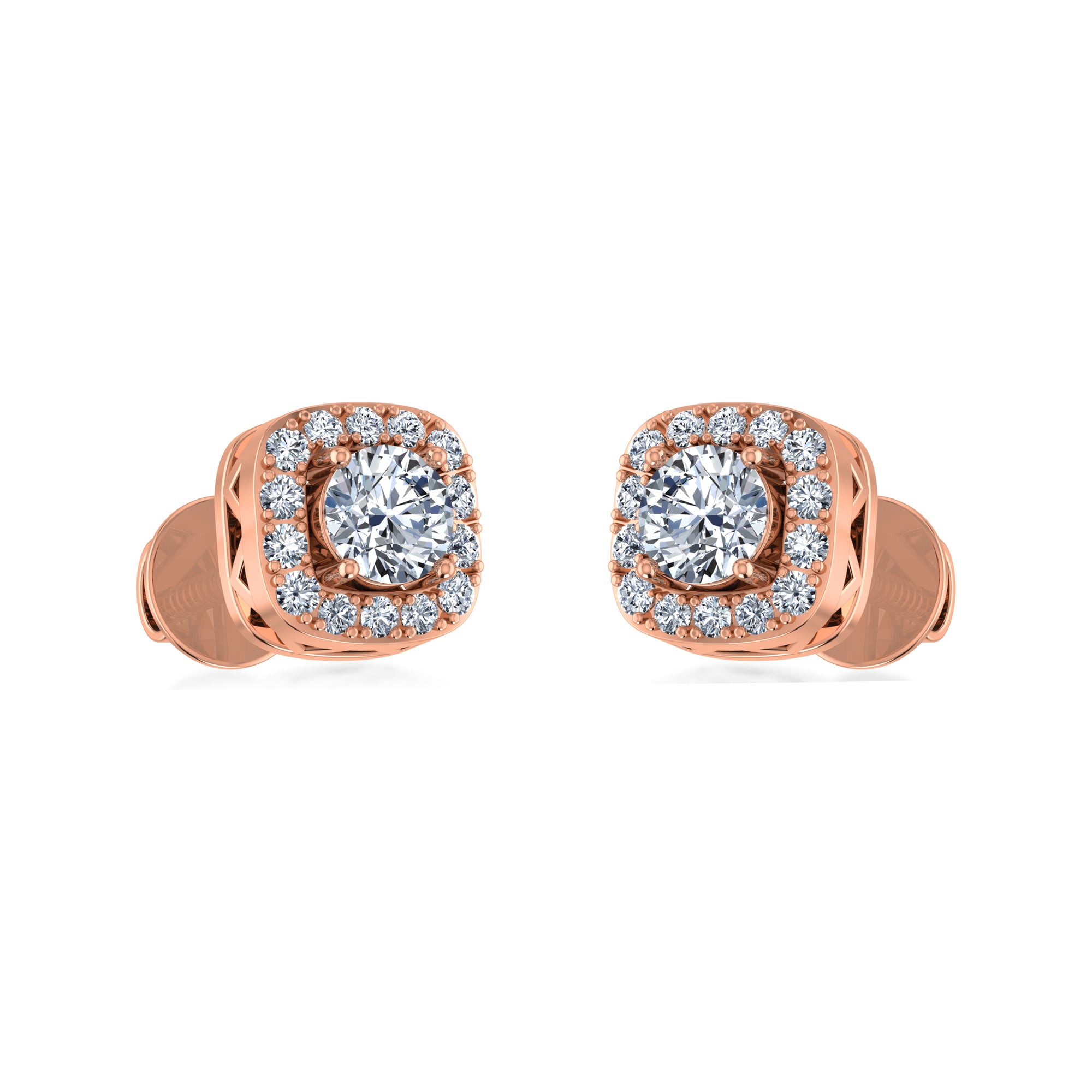Lab Created Diamond Halo Earrings with Round Center 6