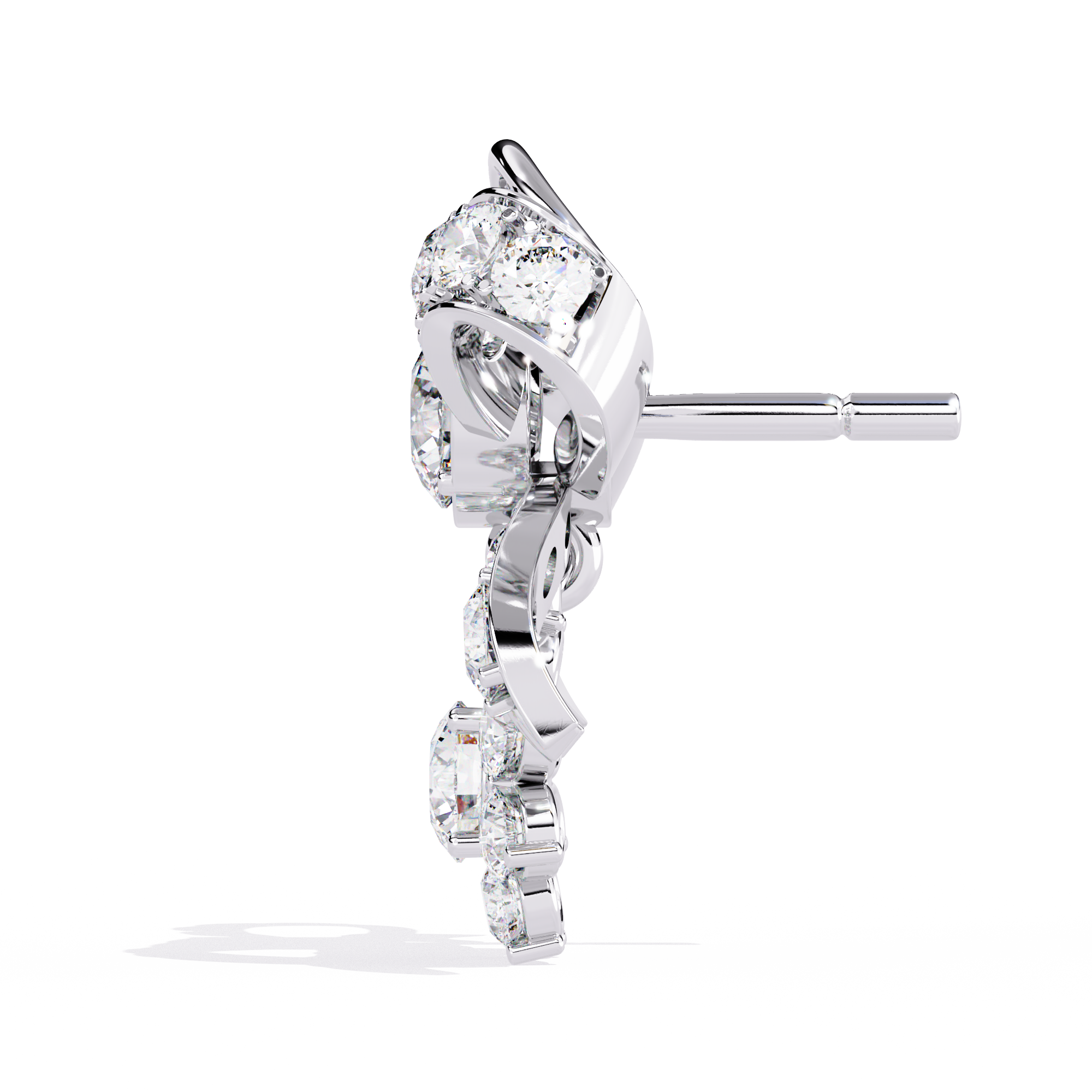 Lab Grown Diamond Bow Earrings – Gold Floral Drop Studs