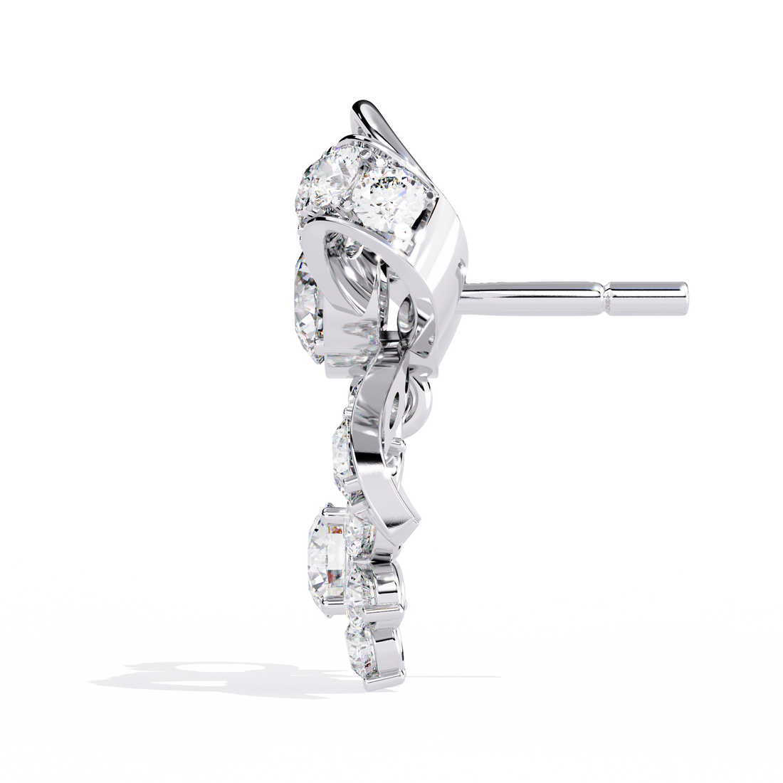 Lab Grown Diamond Bow Earrings – Gold Floral Drop Studs