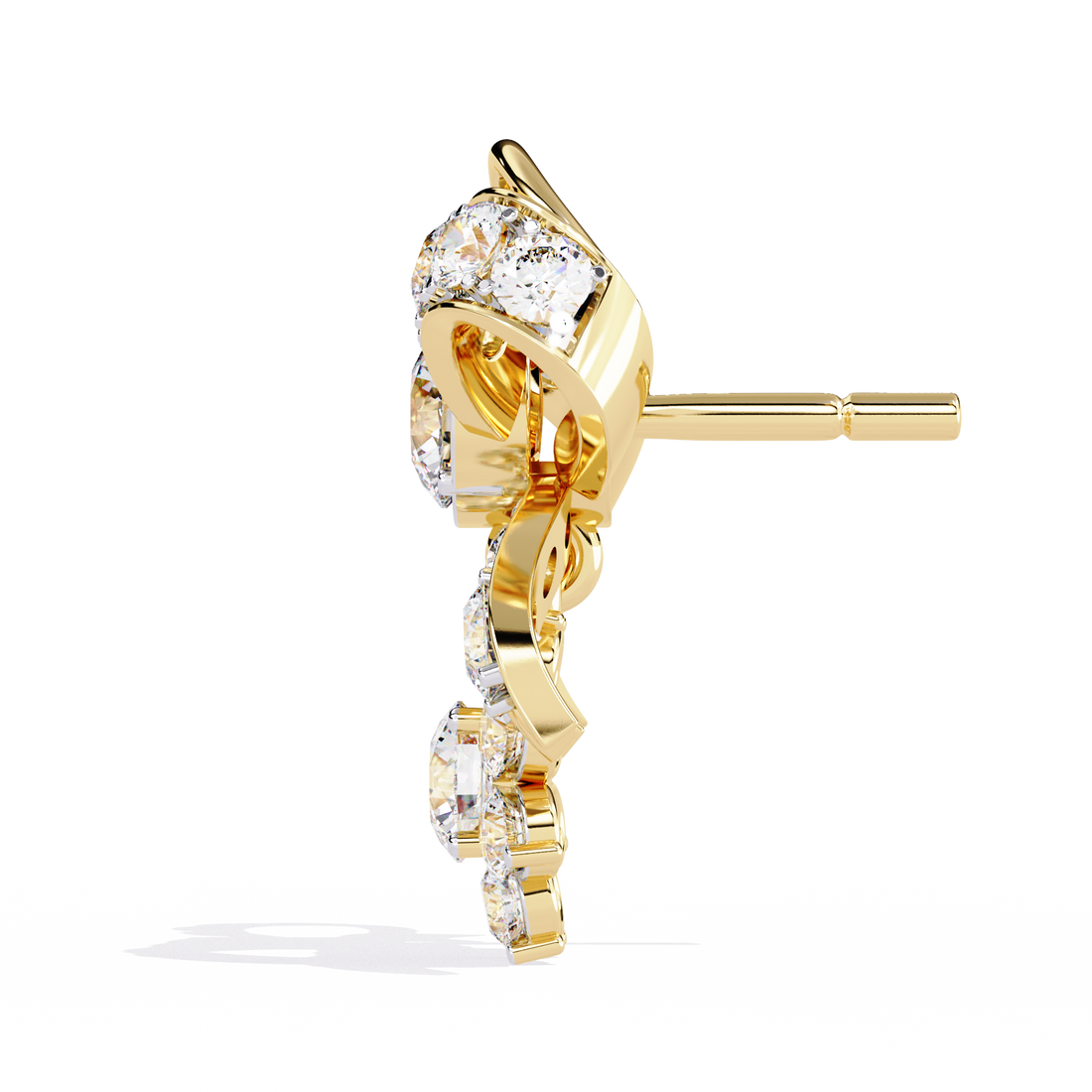 Lab Grown Diamond Bow Earrings – Gold Floral Drop Studs