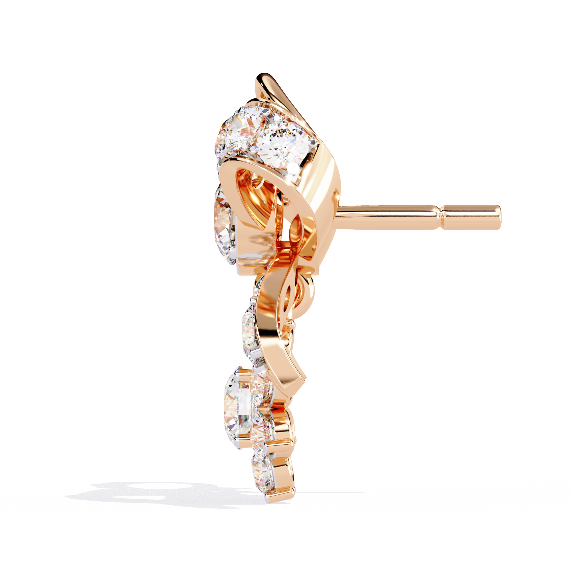 Lab Grown Diamond Bow Earrings – Gold Floral Drop Studs