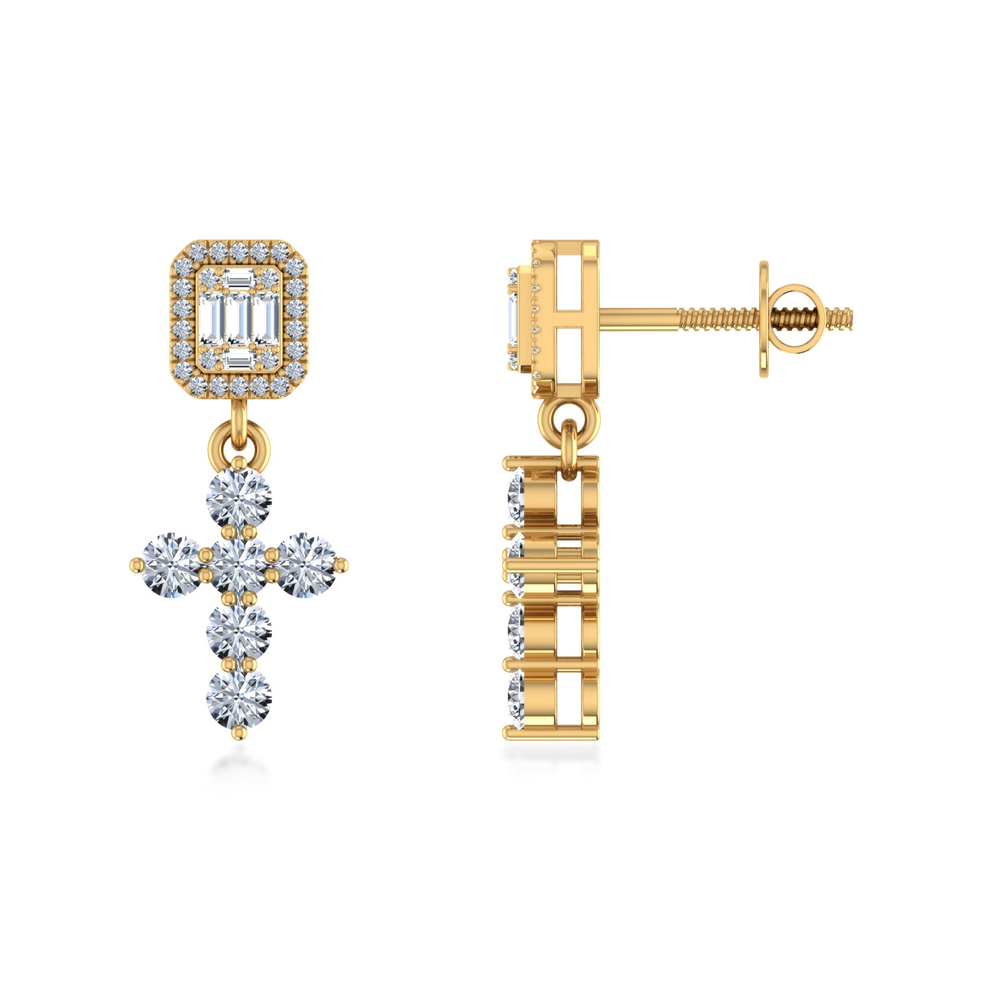 Lab Grown Diamond Cross Dangle Stud Earrings