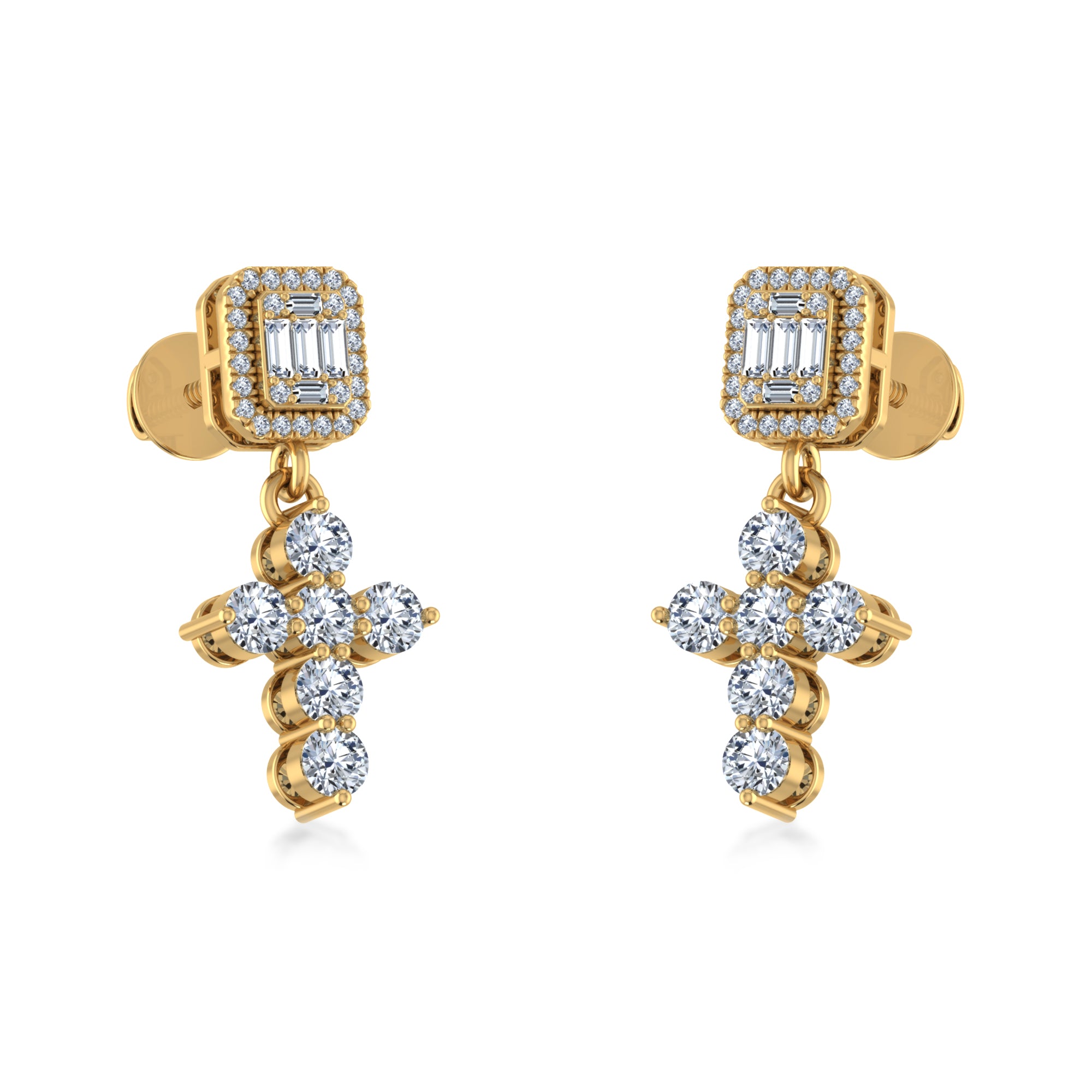 Lab Grown Diamond Cross Dangle Stud Earrings 2